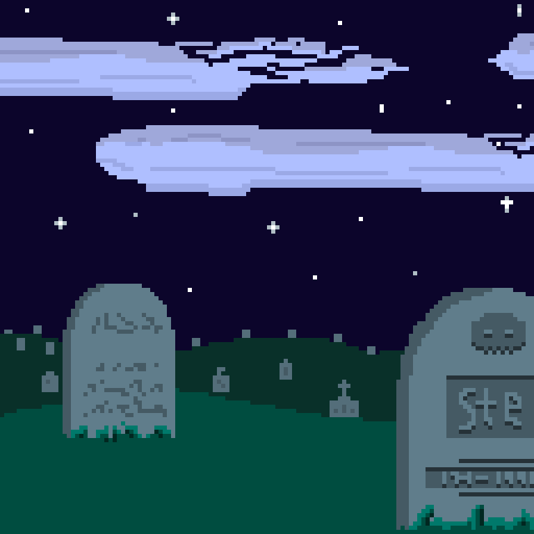 Zombie hand erupts from beneath gravestone
